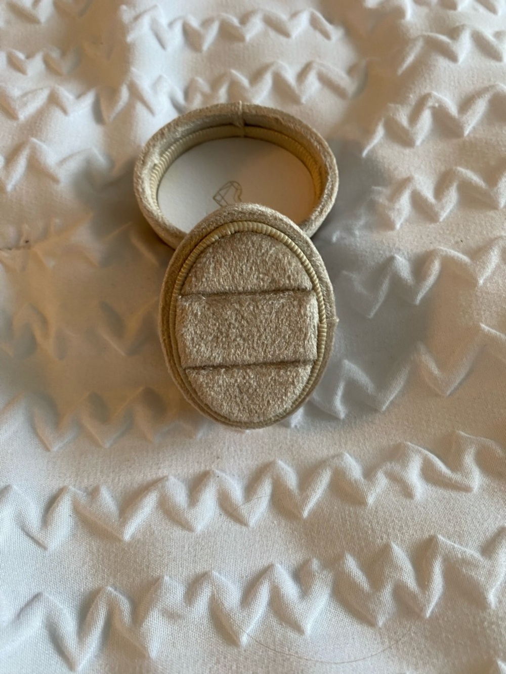 Oval Velvet Ring Box in Light Beige
